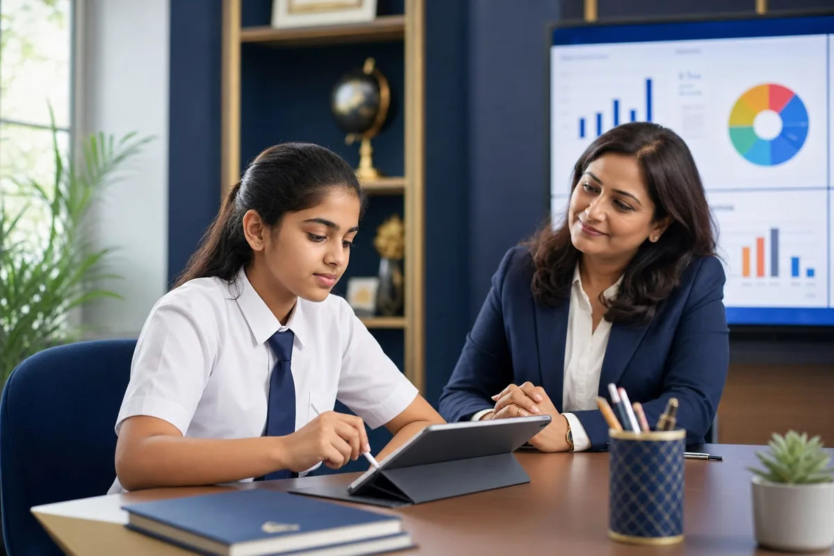 Student completing a psychometric assessment with a career counsellor